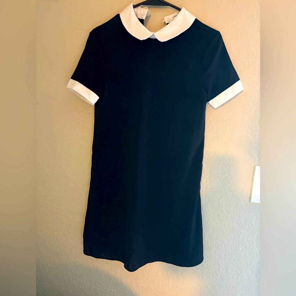 Black Dress with White Collar and Cuffs